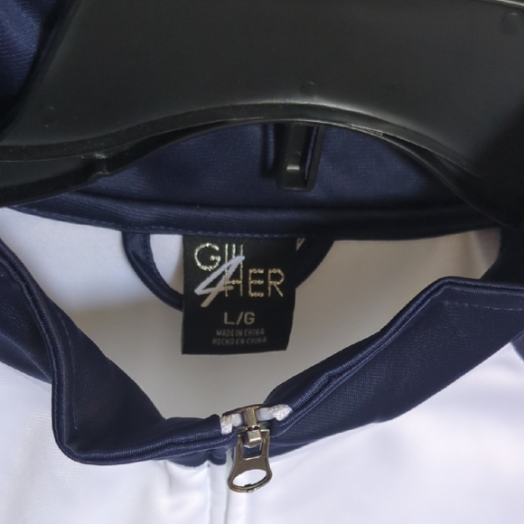 Women's Navy and White Varsity Jacket - Picture 4 of 7